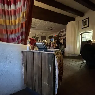 a table with a laptop on it