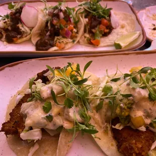 Duck carnitas and crispy walleye tacos!