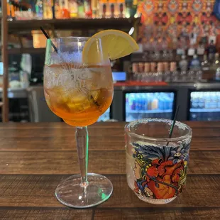 The G Spot cocktail on the left, and the Paloma on the right