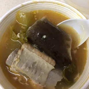 I asked for meat...she said she put meat...more like she put a big bone :(( it wasn&apos;t a free broth. I get this from Filipiniana for free.