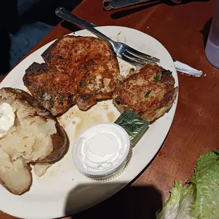 Pork chops baked potatoes.