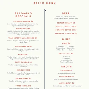 Drink Menu