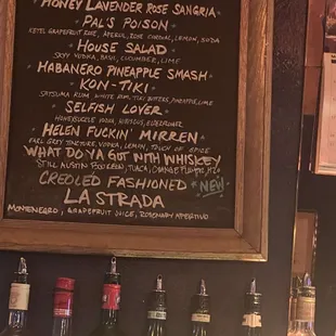 Cocktail menu