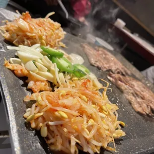 various types of food being prepared