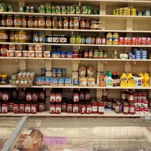 shelves of various foods