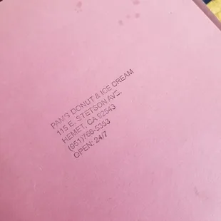 a pink box