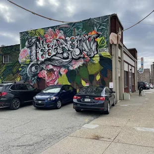 a mural on the side of a building