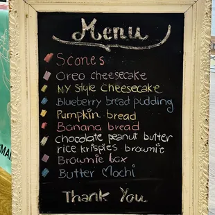 Menu for Pop Up at Nordstrom&apos;s