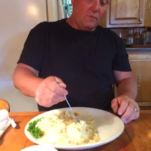 a man eating a meal