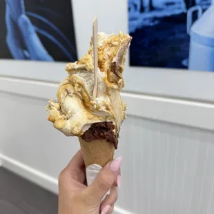 Banana cream ice cream and pampas chocolate