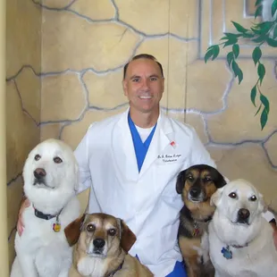 Dr. Ledger and a few of his rescued pets.