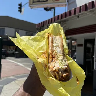 Carolina dog with chili and coleslaw