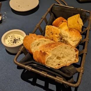 Complimentary bread basket and yummy cornbread