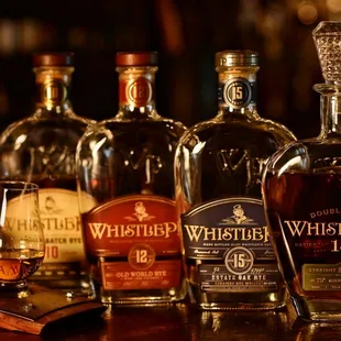 a variety of whiskeys