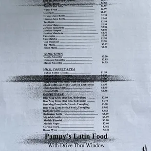 Menu back