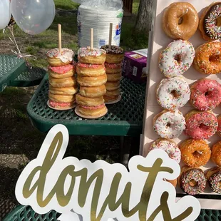 a display of donuts