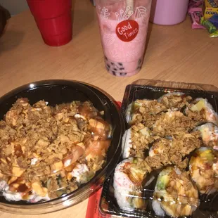 two plates of food on a table