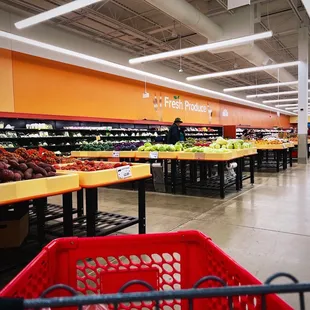 a shopping cart in a grocery store