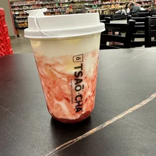 Strawberry purée swirl milk
