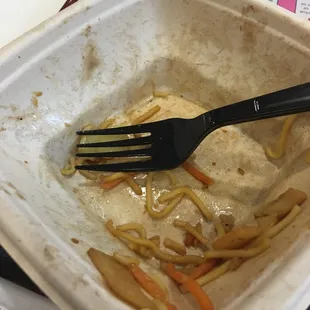 Shrimp with noodle bowl; very small compared to panda express.no free taste