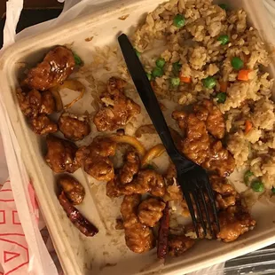 Orange &quot;chicken&quot; and fried rice