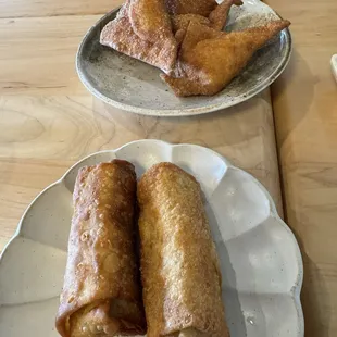 Egg rolls- very tasty. Crab Rangoon-ok.