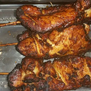 Teriyaki chicken on a stick