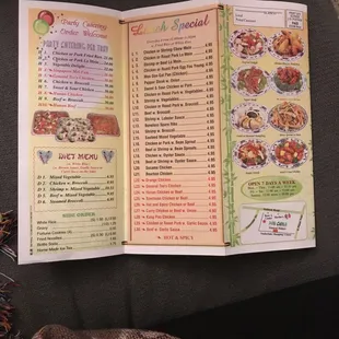 a menu for a chinese restaurant