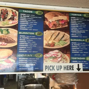 tacos, menu
