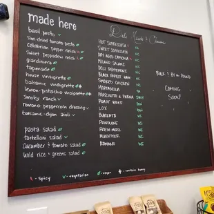 a menu on a blackboard in a restaurant