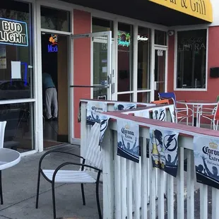 Dog friendly patio. Small and very casual.