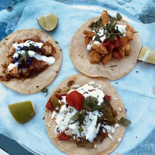 (Left) grouper taco (right) shrimp taco (bottom) vegetable taco. All okay, nothing awesome.