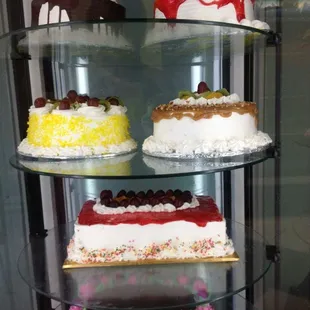 a variety of cakes