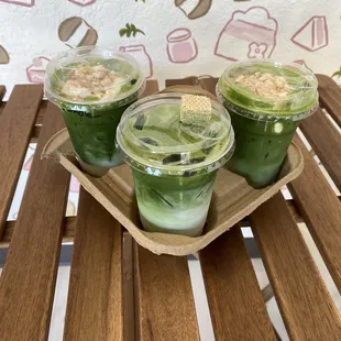 Banana cream matcha + Regular (sugar-free) matcha