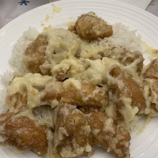 Chef's Special Walnut Chicken. The sauce is very very sweet. A lot of brown sugar in it. Get the sauce on the side.