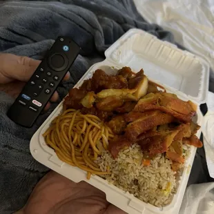 Chicken Chow Mein, Teriyaki chicken, orange chicken