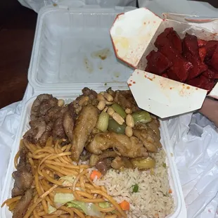 Combo C with bbq pork pictured. Doesn't all fit in the plate