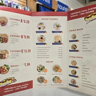 sushi and sashimi, menu