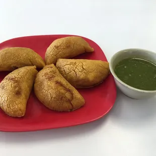 Empanadas with Aji green sauce