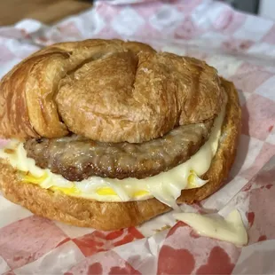 Sausage and egg breakfast sandwich