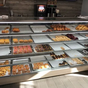 a display of various donuts