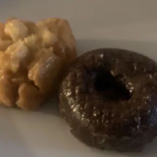 A buttermilk doughnut, and a chocolate doughnut. Both to die for.
