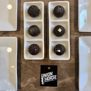 Union Horse Distilling series w/ 3 Rye and 3 Bourbon Truffles also sold as boxed set of 12