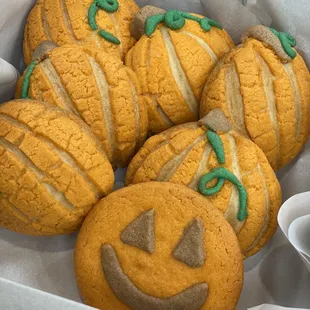 a box of pumpkin cookies