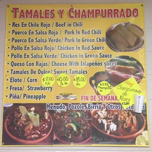 Tamale &amp; Champurrado Menu