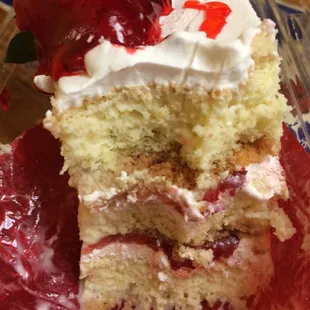 Tres leeches with fresh strawberries!!! I've never had it this way before and it tastes heavenly!!