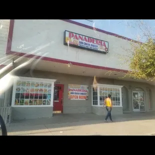 a man walking past