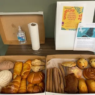 two boxes of baked goods