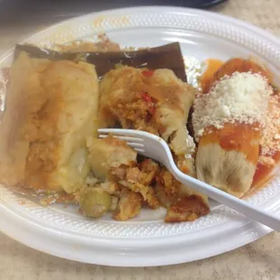 Pork, chicken, loroco tamales