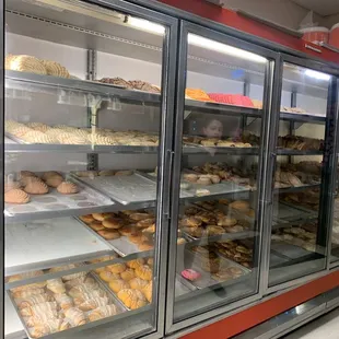 One of the two bread cases, this one has the empanadas, concha's and the shortbread cookies